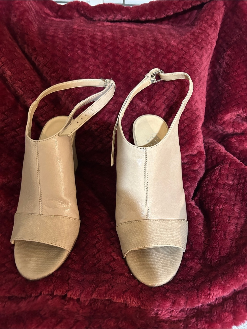 Franco Sarto Nude Open-Toe Slingback Mules